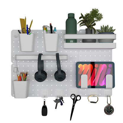 SUNCHHAYA Peg Board, Pegboard for Wall Organizer (White, Size :- 63x42 CM)