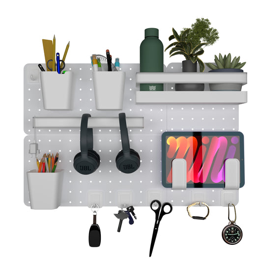 SUNCHHAYA Peg Board, Pegboard for Wall Organizer (White, Size :- 63x42 CM)