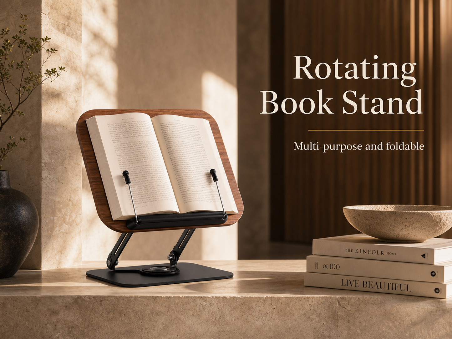 SUNCHHAYA New Book Reading Stand With Adjustable Height-Angle (R51_Brown)