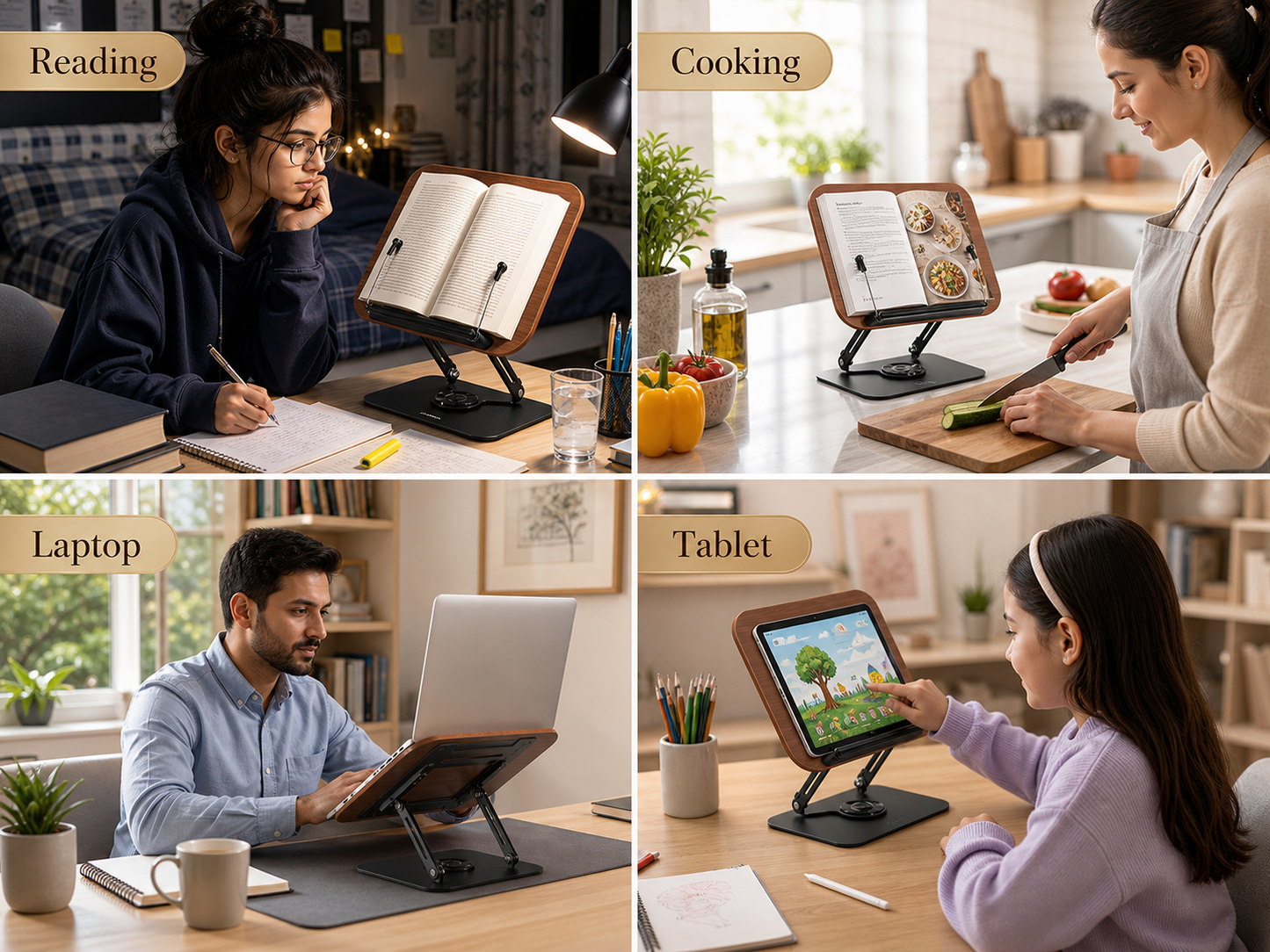 SUNCHHAYA New Book Reading Stand With Adjustable Height-Angle (R51_Brown)