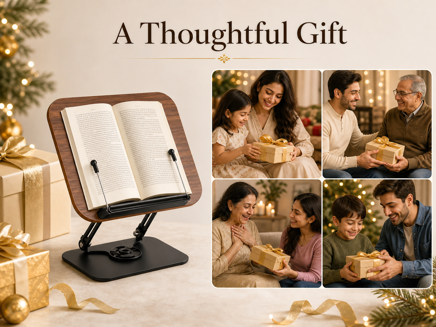 SUNCHHAYA New Book Reading Stand With Adjustable Height-Angle (R51_Brown)