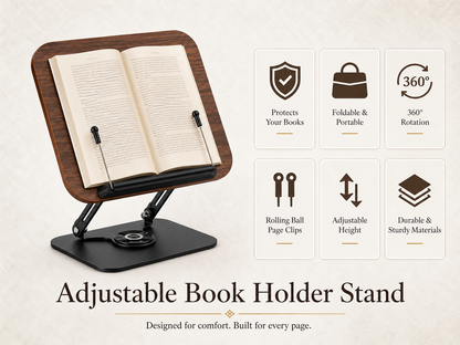SUNCHHAYA New Book Reading Stand With Adjustable Height-Angle (R51_Brown)