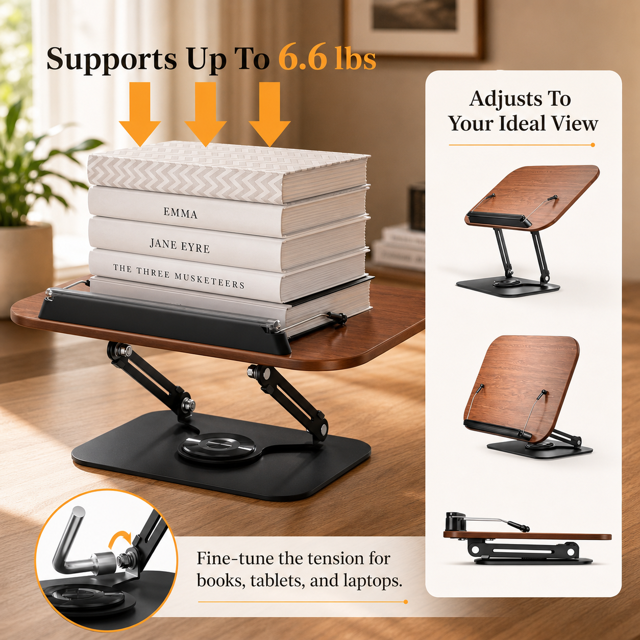 SUNCHHAYA New Book Reading Stand With Adjustable Height-Angle (R51_Brown)