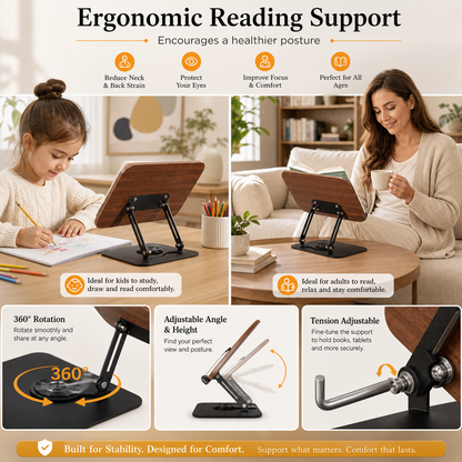 SUNCHHAYA New Book Reading Stand With Adjustable Height-Angle (R51_Brown)