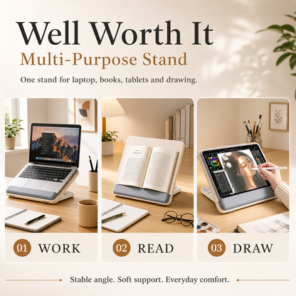 SUNCHHAYA Ipad Stand-Adjustable Reading, Writing & Drawing Stand with Soft Wrist Pad, 4 Pieces Of Silica pads Included (P29)