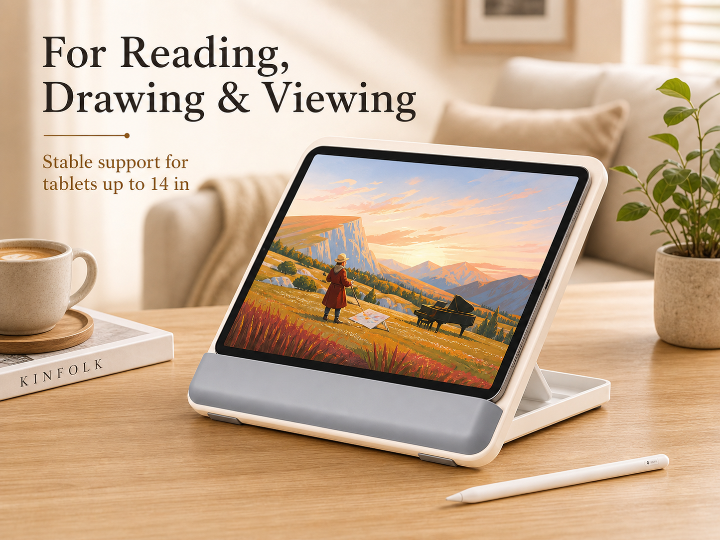 SUNCHHAYA Ipad Stand-Adjustable Reading, Writing & Drawing Stand with Soft Wrist Pad, 4 Pieces Of Silica pads Included (P29)