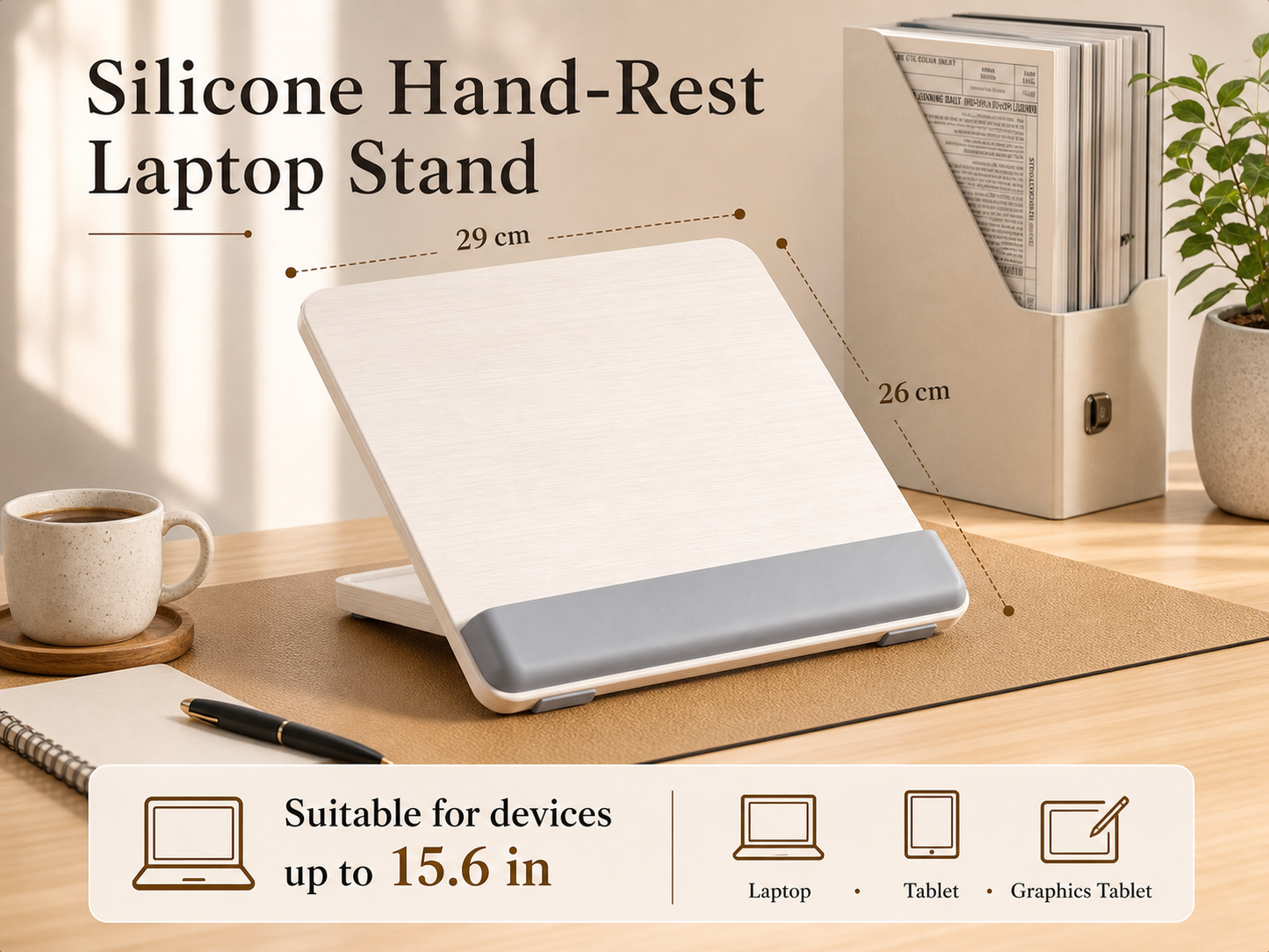 SUNCHHAYA Ipad Stand-Adjustable Reading, Writing & Drawing Stand with Soft Wrist Pad, 4 Pieces Of Silica pads Included (P29)