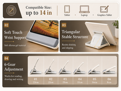 SUNCHHAYA Ipad Stand-Adjustable Reading, Writing & Drawing Stand with Soft Wrist Pad, 4 Pieces Of Silica pads Included (P29)