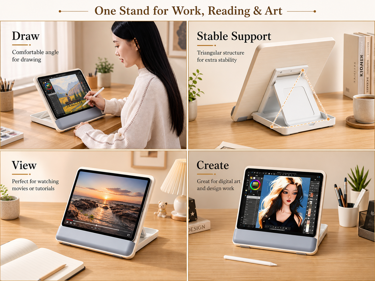 SUNCHHAYA Ipad Stand-Adjustable Reading, Writing & Drawing Stand with Soft Wrist Pad, 4 Pieces Of Silica pads Included (P29)